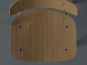 Modern Wooden Chair with Curved Backrest 3D Model