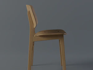 Modern Wooden Chair with Curved Backrest 3D Model