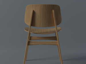Modern Wooden Chair with Curved Backrest 3D Модель
