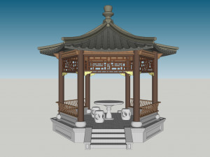 Chinese style pavilion 02 3D Model