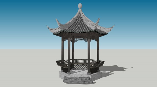 Chinese style pavilion 03 3D Model .c4d .max .obj .3ds .fbx .stl .blend