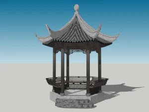 中国風パビリオン03 3Dモデル