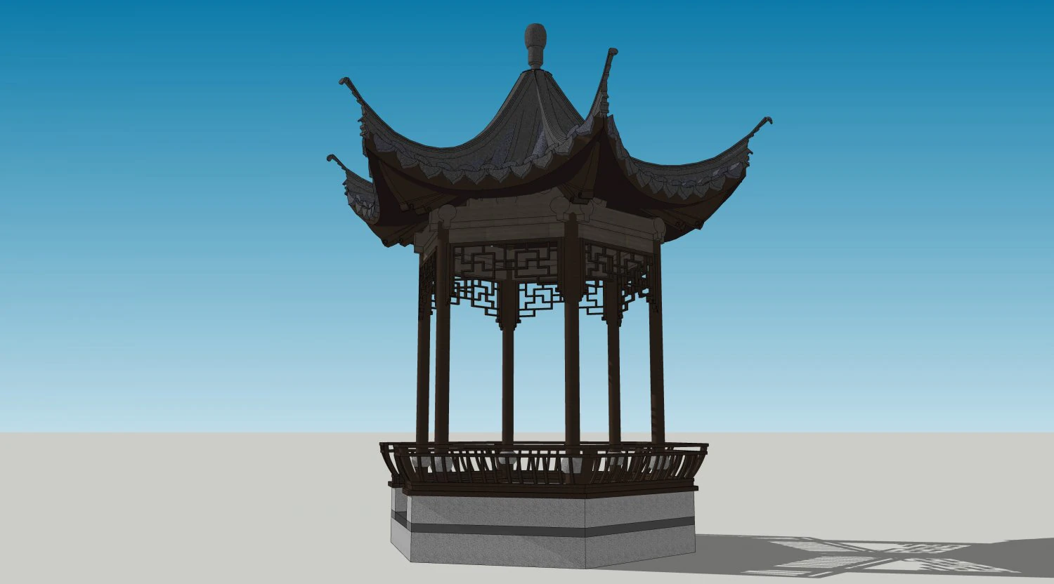 Chinese style pavilion 04 3D Model .c4d .max .obj .3ds .fbx .stl .blend