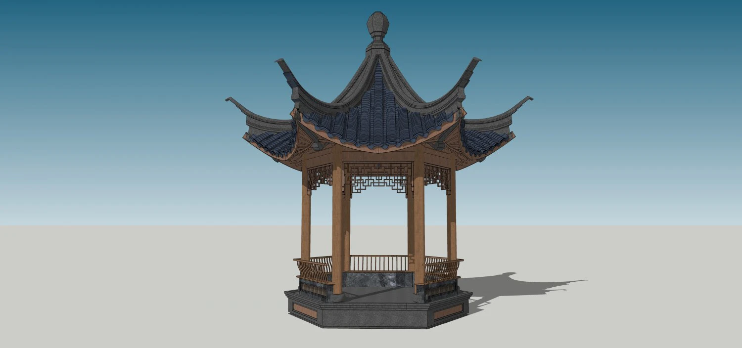 Chinese style pavilion 05 3D Model .c4d .max .obj .3ds .fbx .stl .blend