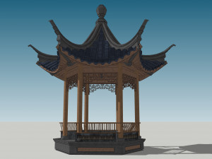 Chinese style pavilion 05 3D Модель