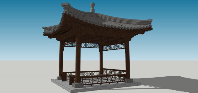 Chinese style pavilion 06 3D Model .c4d .max .obj .3ds .fbx .stl .blend 