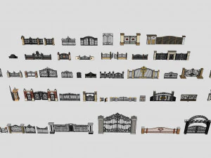 Koleksi pintu besi eropa Model 3D
