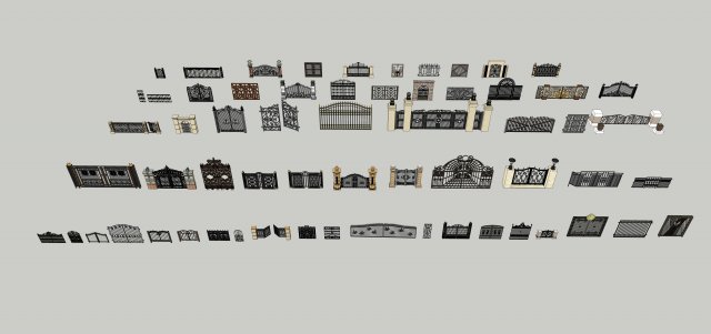 European iron door collection 3D Model .c4d .max .obj .3ds .fbx .stl .blend 