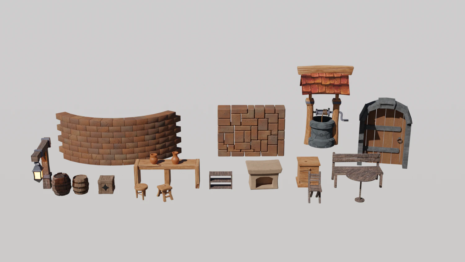 Game Props Collection 3D Model .c4d .max .obj .3ds .fbx .stl .blend 