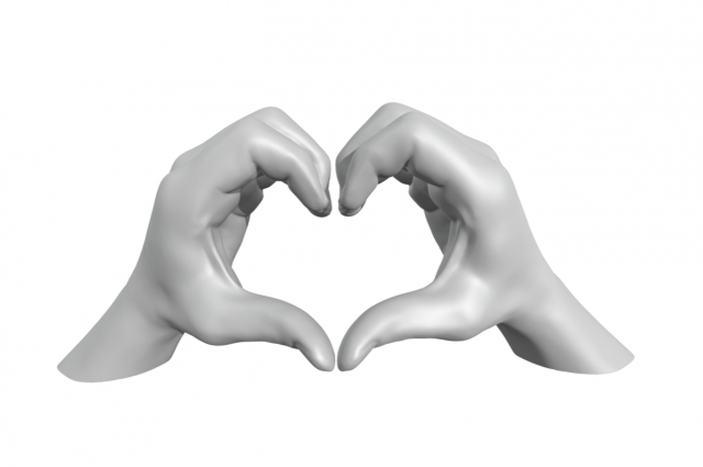 Hands in the shape of a heart with pedestal Modello di stampa 3D .c4d .max .obj .3ds .fbx .stl .blend 
