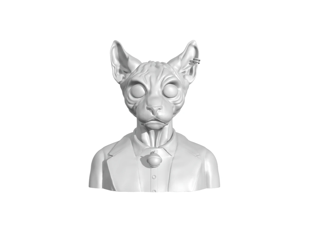 Half body Cat Man - Lord Cat - Gentless Sphynxs 3D Print Model .c4d .max .obj .3ds .fbx .stl .blend 