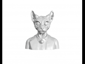 Half body Cat Man - Lord Cat - Gentless Sphynxs 3D Print Model