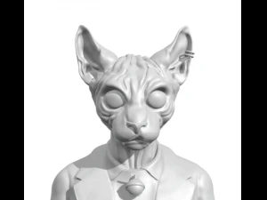 Half body Cat Man - Lord Cat - Gentless Sphynxs 3D Print Model