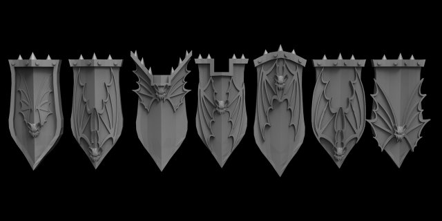 AOS War Hammer Fantasy replacemente icon shield Pack Vampires Modelo de impresión 3D .c4d .max .obj .3ds .fbx .stl .blend 