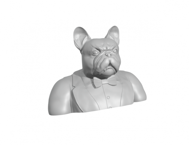 Gentleman French Bulldog half body with protruding tooth 3D Print Model .c4d .max .obj .3ds .fbx .stl .blend 