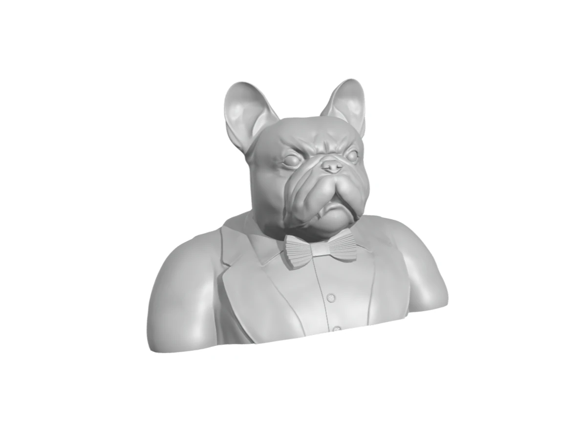 Gentleman Franz&ouml;sische Bulldogge, halber K&ouml;rper mit hervorstehendem Zahn 3D Druckmodell .c4d .max .obj .3ds .fbx .stl .blend 