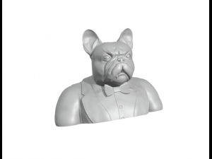 Gentleman French Bulldog half body with protruding tooth 3D Print Model
