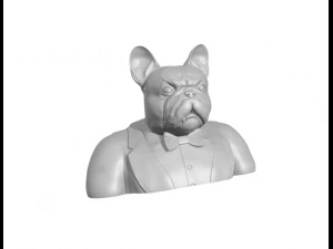 出歯のある紳士フレンチ ブルドッグの半身 3Dプリントモデル