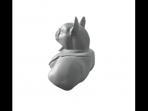 Gentleman French Bulldog half body with protruding tooth 3D Print Model