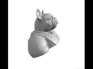 Gentleman French Bulldog half body with protruding tooth 3D Print Model