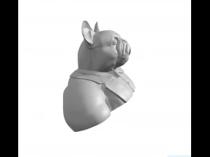 Gentleman Franz&ouml;sische Bulldogge, halber K&ouml;rper mit hervorstehendem Zahn 3D Druckmodell