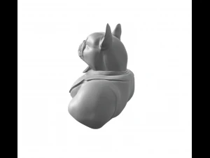 Gentleman French Bulldog half body with cigar 3D Print Model