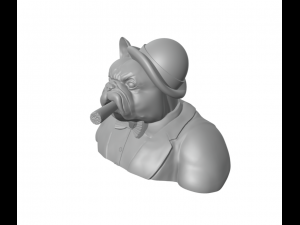 Pack with 4 stl half-length portraits of gentleman french bulldog Modelo de impresión 3D