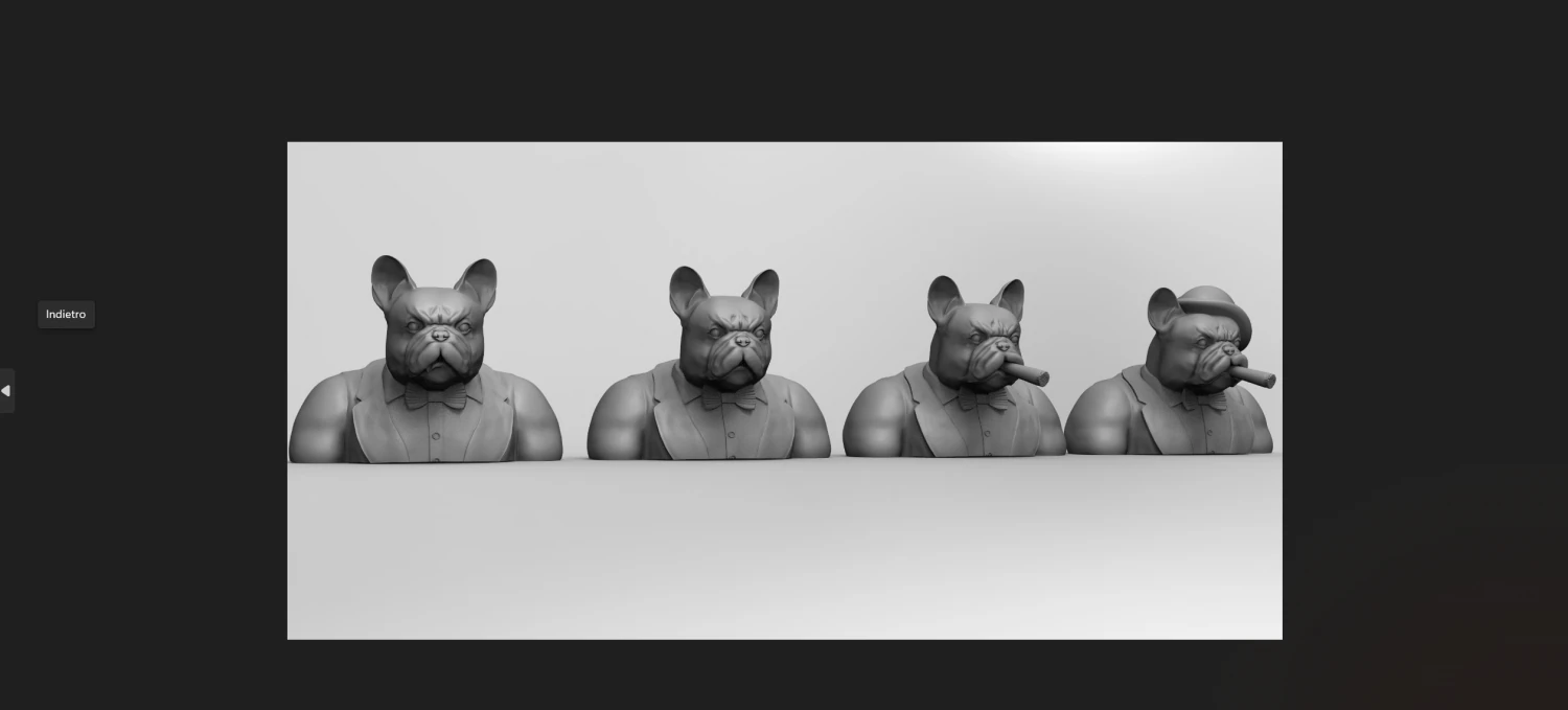 Pack with 4 stl half-length portraits of gentleman french bulldog 3D Print Model .c4d .max .obj .3ds .fbx .stl .blend 