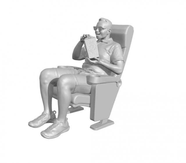 Man with popcorn - Watching cinema 3D-Druckmodell .c4d .max .obj .3ds .fbx .stl .blend 