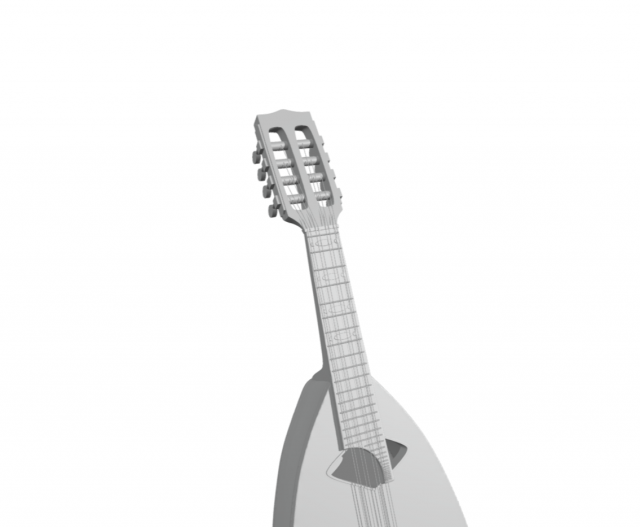 Mandolino guitar with strings Neapolitan musical instrument Modello di stampa 3D .c4d .max .obj .3ds .fbx .stl .blend 