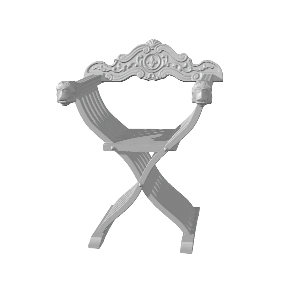 Savonarola - Holzstuhl mit Dekoration 3D Druckmodell .c4d .max .obj .3ds .fbx .stl .blend 