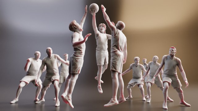 Realistic 3D Mens Basketball Team Blender Compatible Model 3D .c4d .max .obj .3ds .fbx .stl .blend 