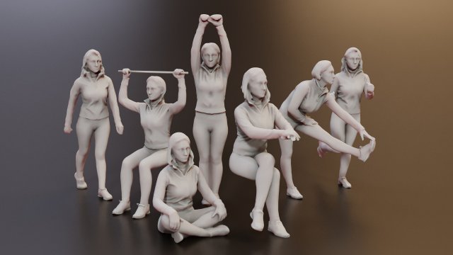 3D Fitness 7 Female Models for Gym Projects Model 3D .c4d .max .obj .3ds .fbx .stl .blend 