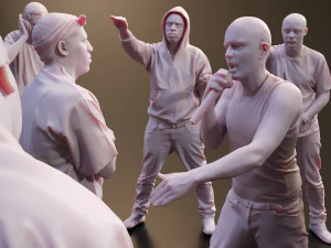 Realistic 3D Scan Hip Hop Mens Rappers 10 Models and Poses 3D Model