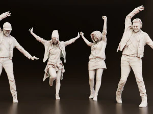 Dettagli autentici 3D di giovane uomo e donna pop rock Modello 3D