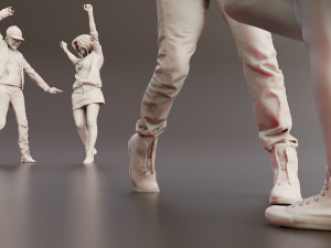 Young Pop Rock Man and Woman 3D Authentic Details Model 3D