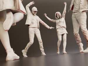 Young Pop Rock Man and Woman 3D Authentic Details Model 3D
