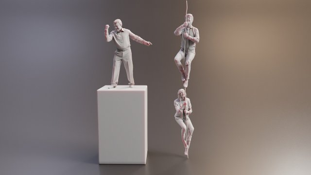 Man Woman Escape Action Scene - Unmatched 3D Realism 3D-Modell .c4d .max .obj .3ds .fbx .stl .blend 