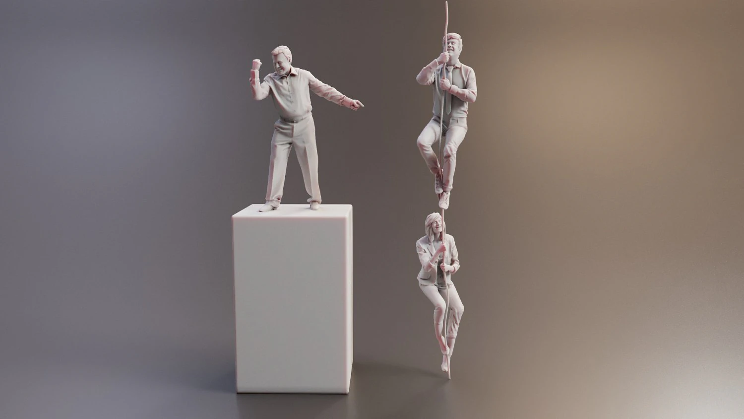 Man Woman Escape Action Scene - Unmatched 3D Realism 3D Model .c4d .max .obj .3ds .fbx .stl .blend 