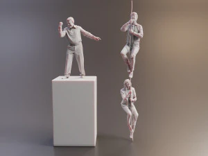 Scena d'azione di fuga uomo donna - Realismo 3D senza pari Modello 3D