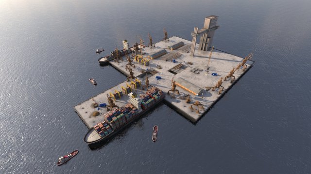 Detailed Commercial Harbor 3D Pack 3D-Modell .c4d .max .obj .3ds .fbx .stl .blend 