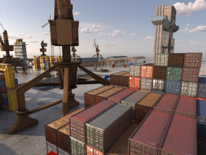 Detailed Commercial Harbor 3D Pack 3D-Modell