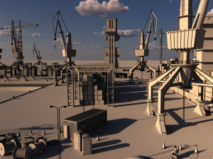 Detailed Commercial Harbor 3D Pack 3D-Modell