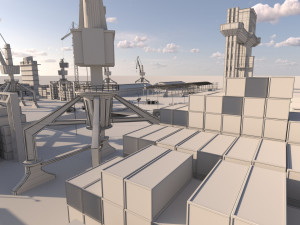 Detailed Commercial Harbor 3D Pack 3D-Modell