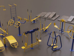 Cole&ccedil;&atilde;o detalhada de equipamentos de gin&aacute;stica ao ar livre Modelo 3D