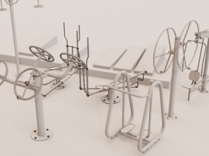 Detailed Outdoor Fitness Equipments Collection Model 3D