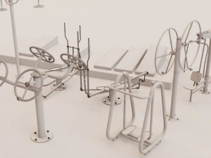 Detailed Outdoor Fitness Equipments Collection 3D Model