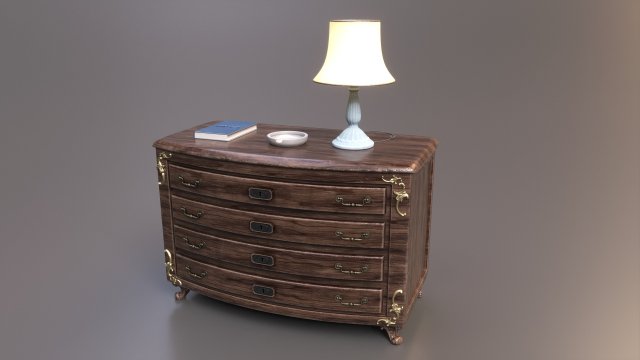 Vintage Wooden Dresser Cabinet 3D-Modell .c4d .max .obj .3ds .fbx .stl .blend 