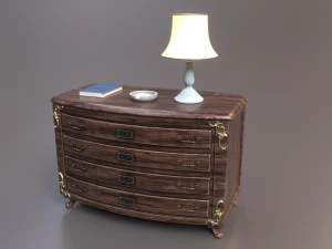 Vintage Wooden Dresser Cabinet 3D Model