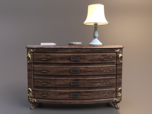 Vintage Wooden Dresser Cabinet 3D-Modell